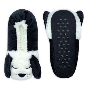 Fuzzy Babba Slippers (BLACK & WHITE DOG)